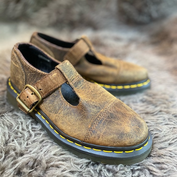 Dr. Martens Shoes Like New Brown Leather Mary Jane Doc Martens